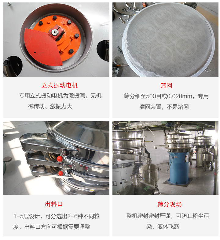 旋振篩定制化有：移動，加緣，閘門等多種形式選擇。子母設(shè)計(jì)透網(wǎng)率高，換網(wǎng)方便。