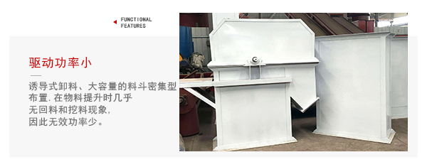 TD型斗式提升機驅(qū)動力小，無回料等特點展示圖。