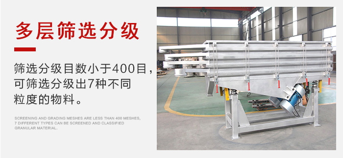 石子振動(dòng)篩多層篩選分級(jí)能夠同時(shí)篩分2-7種物料。