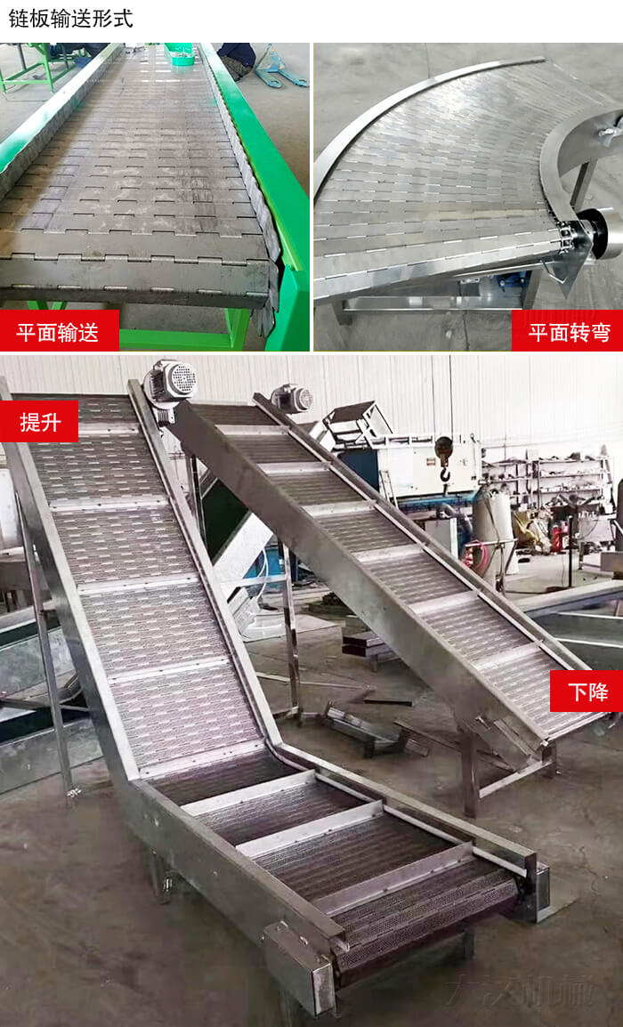 鏈板輸送機平面輸送，平面拐彎，提升等運行現(xiàn)場圖片
